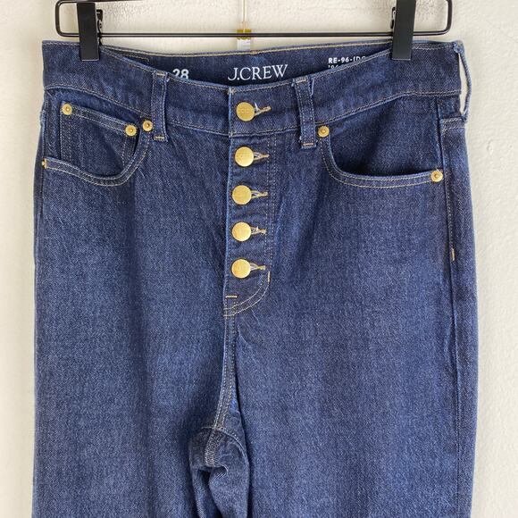 J.Crew High Rise Flare Jeans Button Fly Size 28 Dark Blue - Picture 8 of 16